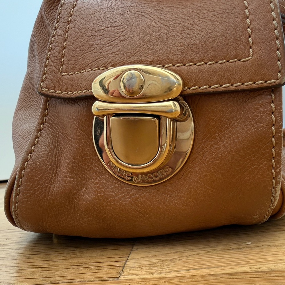 Marc Jacob Large Brown Leather Handbag Satchel Purse - Picture 4 of 11